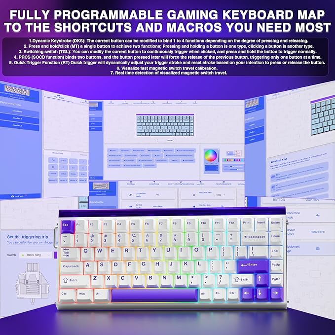 Aula Hero 84 HE - 75% Mechanical Gaming Keyboard Wired, Magnetic Switches Hot Swappable Hall Effect Keyboard, Rapid Trigger Mode 8000Hz Polling Rate, RGB Neon Light Box, Gamers Keyboards for PC/Mac