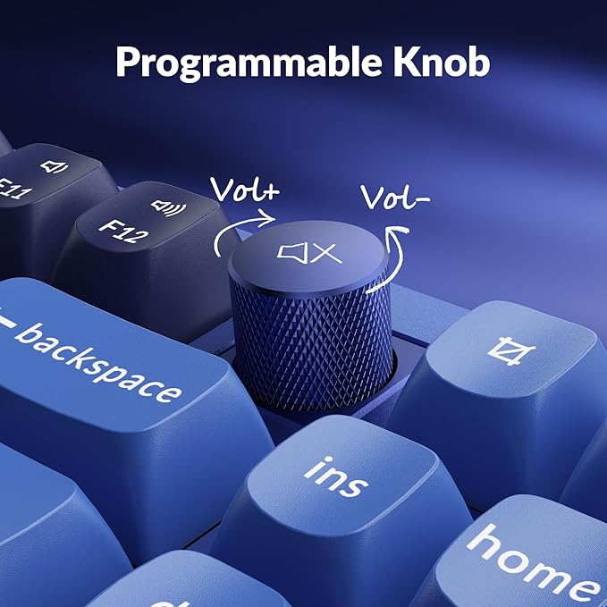 Keychron Q3 Wired Custom Mechanical Keyboard Knob Version, TKL Tenkeyless QMK/VIA Programmable Macro with Hot-swappable Gateron G Pro Blue Switch Double Gasket Compatible with Mac Windows Linux (Blue)