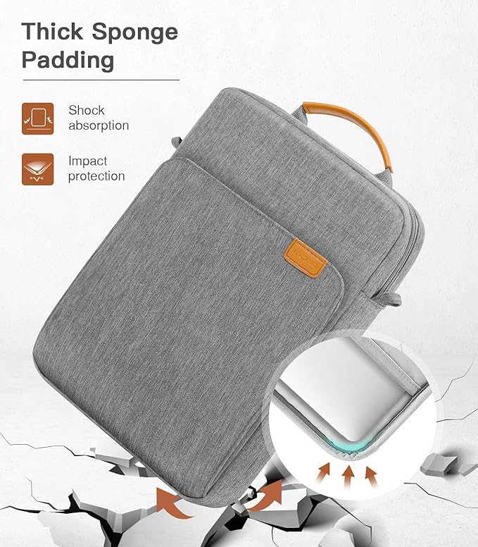 MoKo 13.3-14 Inch Laptop Sleeve Bag Fits Mac Neo 13-inch A18 Pro, Mac Pro 13.3" M2 2022/M5/M5 Pro/M5 Max 14.2" 2026, Mac Air 13.6" M5 2026, Handle Carrying Case with Shoulder Strap, Dark Gray