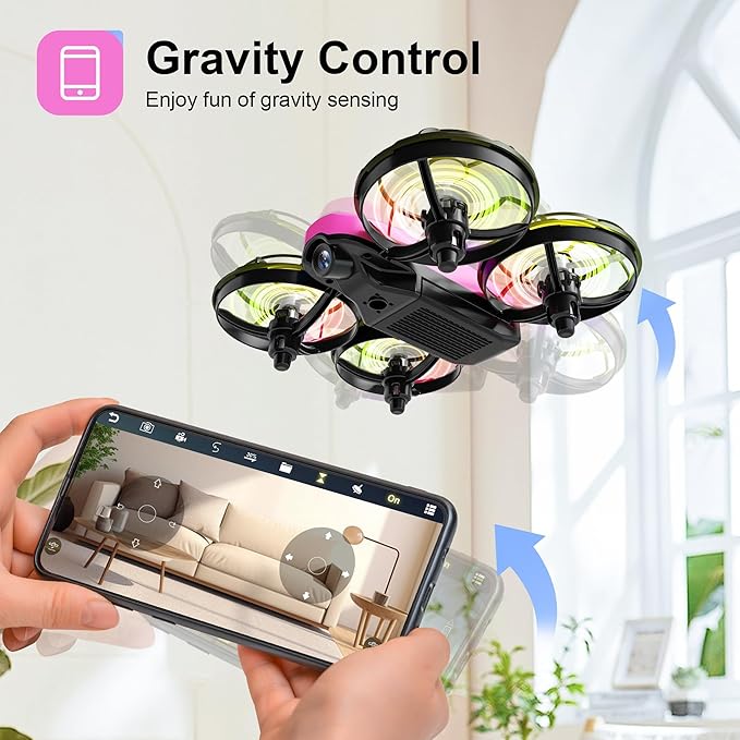 Swifsen Kids Drone with Camera & Optical Flow Positioning - Mini RC Quadcopter with Full Protection Guard, 2 Modular Batteries, Colorful LED Lights - Easy to Fly Gift for Boys & Beginners (Upgraded Version).