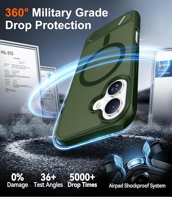 Magnetic Compatible with iPhone 16 Case, [Built-in Invisible Kickstand][Compatible with MagSafe][Military Grade Shockproof] Slim Translucent Matte Phone Case for iPhone 16 6.1"