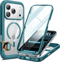 Miracase Magnetic for iPhone 17 Pro Case 6.3" [Compatible with MagSafe] Full-Body Phone Case with Built-in Glass Screen Protector & Camera Control,Drop Proof iPhone 17 Pro Cover, Green