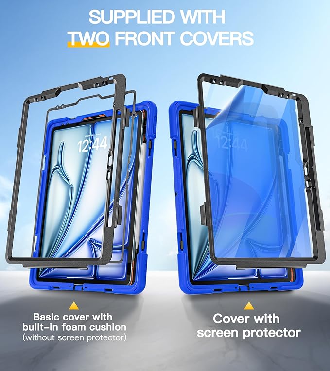 BRAECN Case for iPad Air 13 Inch 2026(M4)/2025(M3)/2024(M2) & iPad Pro 12.9''(2022/2021/2020/2018), Full-Body Protection Screen Protector Pencil Holder 360° Rotating Handle Kicktand Kids Friendly