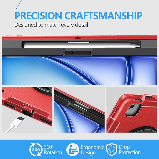 Case for iPad Air 11 M4 2026/ M3 2025/ M2 2024: TPU Cover for iPad Air 5th & 4th Generation 10.9 Inch (2020/2022) with Screen Protector- Stand- Handle- Shoulder Strap- Pencil Holder