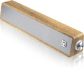 MICA Computer Speakers, Vintage Wired Computer Sound Bar, Retro Wooden Mini Soundbar, USB Powered PC Speakers for Desktop Monitor, Laptop, Tablet, 3.5mm Aux Connection, Angled (Yellow)