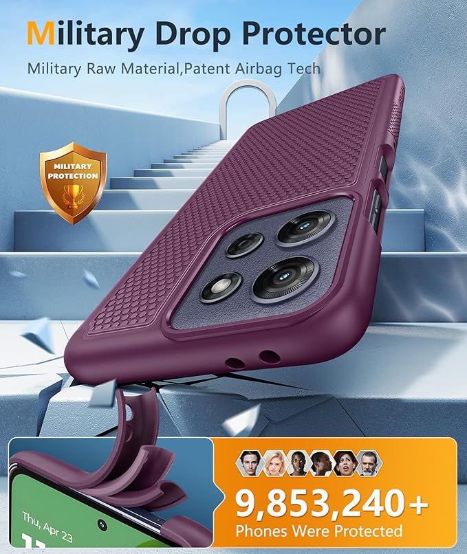 FNTCASE for Moto G-Power 2025 Case: Motorola G Power 2025 Case 14FT Military Grade Drop Protection with Screen Protector Shockproof Anti-Slip Rugged Matte Dual Layer Daily Cover 6.8 Inch (Burgundy)