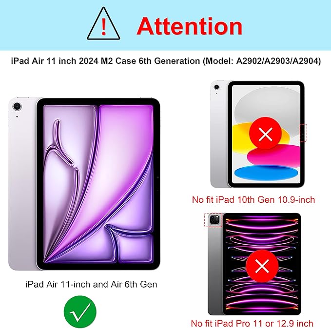 Andnary Case for iPad Air 11 inch Case M4/M3/M2 (2026/2025/2024), Heavy Duty Shockproof Cover with Screen Protector, 360° Rotating Stand, Pencil Holder, Shoulder Strap (Colorful Pink)