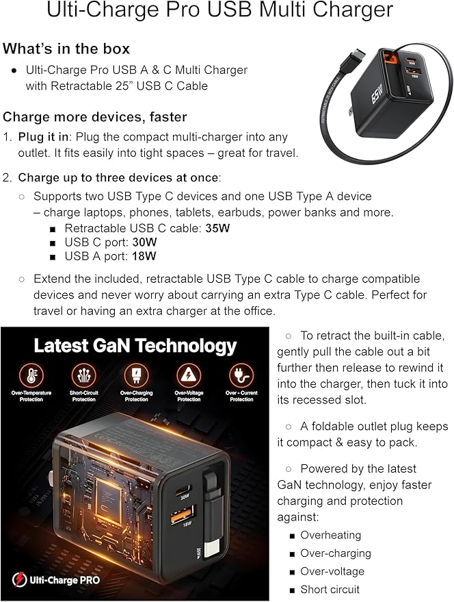 Black Falcon 4k Drone with Camera and Ulti Charge Phone Charger - Pro 65W Bundle