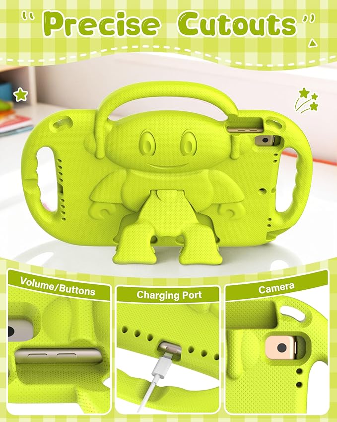 Kids Case for iPad 9th/8th/7th Generation (10.2 inch,2021/2020/2019), Kids Case for iPad Air 3rd Gen 10.5"/Pro 10.5, Durable Shockproof Cover with Shoulder Strap/Handle/Kickstand, Light Yellow