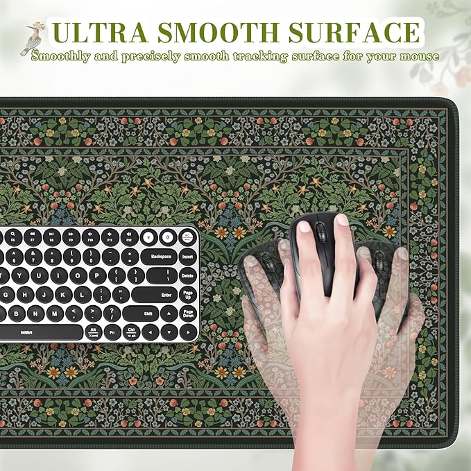 iCasso Big Mouse Pad, Desk Pad Mat, Full Desk Large Mousepad, Anti-Slip Smooth Surface XXL Computer Pad with Stitched Edges for Home Office Organizer (Green)