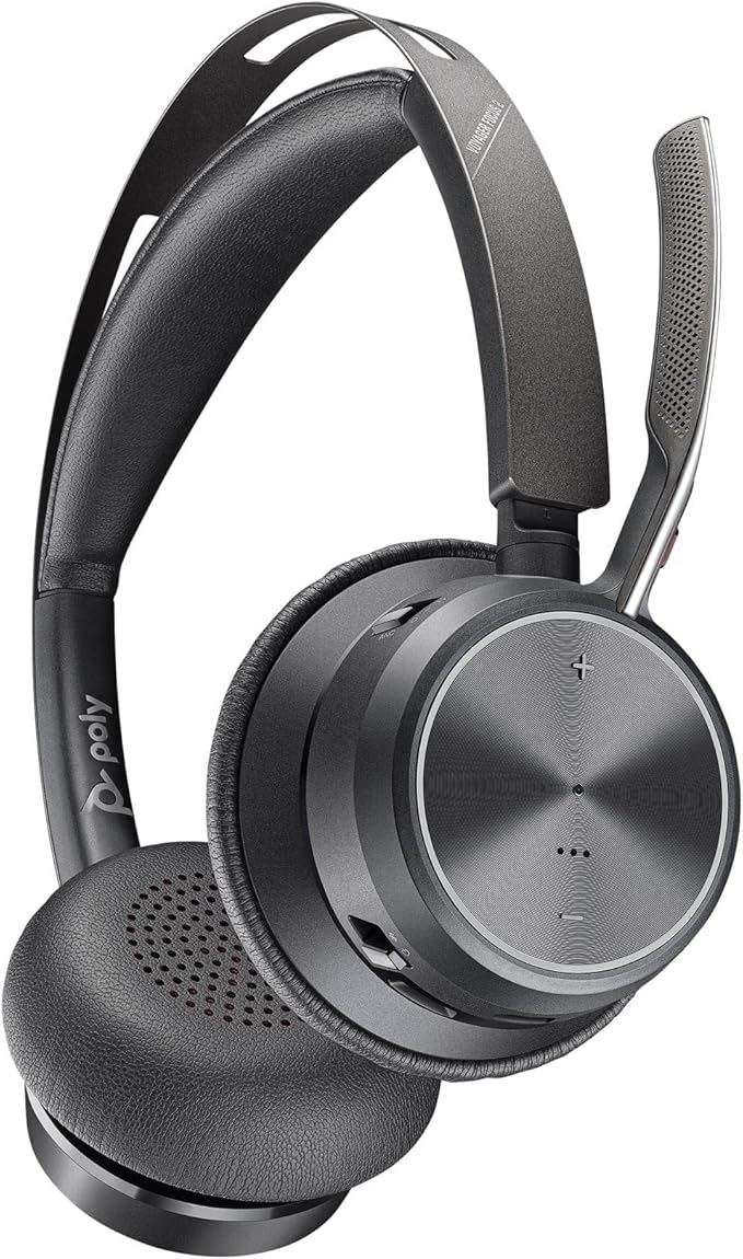 Poly - Voyager Focus 2 UC USB-C Headset (Plantronics) - Bluetooth Dual-Ear (Stereo) Headset with Boom Mic - USB-C PC/Mac Compatible - Active Noise Canceling - Works with Teams, Zoom (Certified) & More