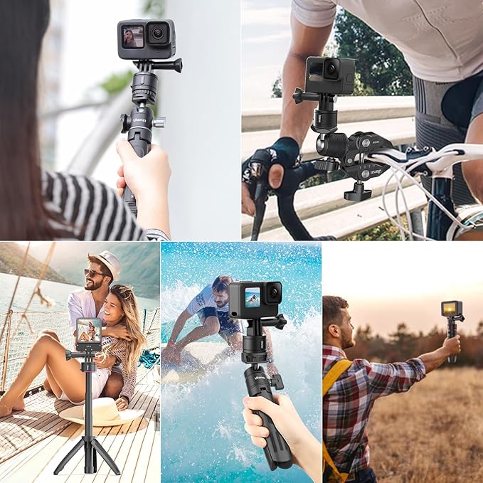 ULANZI Select Tripod Mount Accessories for Action Camera - Go Quick II Basic Set Magnetic Quick Release Adapter for Tripod/Bike/Helmet/Clamp Clip Mount/Suction Cup