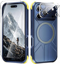 3 in 1 for Heavy Duty iPhone 17 Pro Max Case with Screen Protector & Camera Lens Protector ,7X Military-Grade Drop Protection ,Fits MagSafe ,Rugged & Slim shockproof Case for iPhone 17 Pro Max , Blue