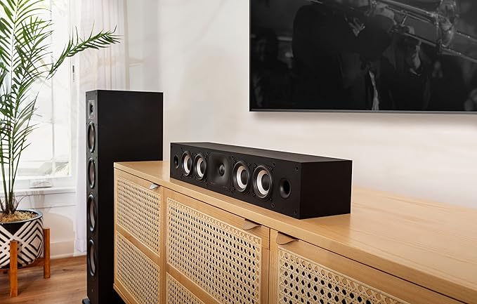 Polk Monitor XT35 Slim Center Channel Speaker - Hi-Res Audio Certified, Dolby Atmos & DTS:X Compatible, 1" Terylene Tweeter & Four 3" Dynamically Balanced Woofers, Wall-Mountable, Midnight Black