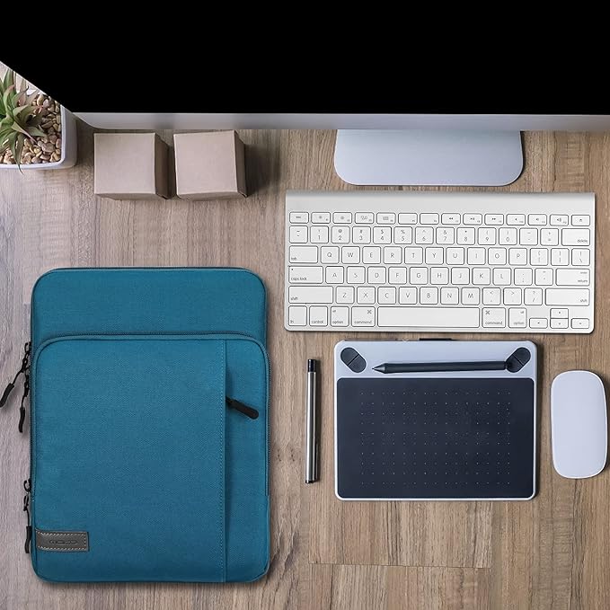 MoKo 10-13 Inch Tablet Sleeve Bag Carrying Case with Pockets Fits New 13-inch iPad Air M4 2026 & Pro M5,Pro 12.9/11,iPad 10th/Air 5/4th 10.9,i-Pad 7/8/9th 10.2, Galaxy Tab S8+/S9+ 12.4, Peacock Blue