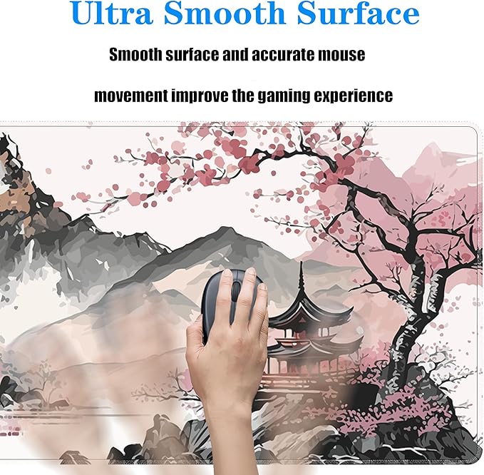 Watercolor Cherry Blossom Large Gaming Mouse Pad,Mouse Pad Gaming 31.5 x 11.8 in Mouse Mat Desk Pad,Large Desk Mat,Extended Keyboard Mousepad with Non-Slip Base and Stitched Edge for Desk Home Office