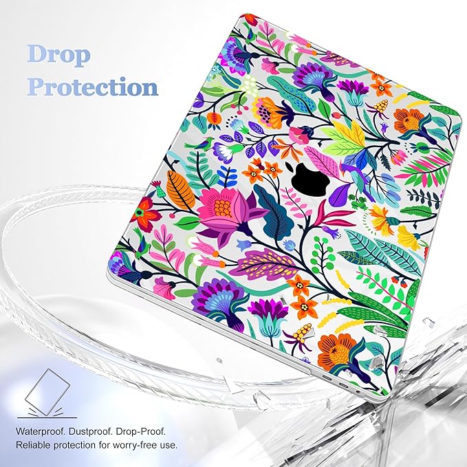 May Chen for MacBook Pro 16 inch A2141 2020 2019, Plastic Pattern Hard Shell Case Screen Protector & Keyboard Cover for MacBook Pro 16-inch, Colorful Flowers and Tropic Leaves