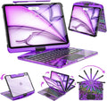 SIBEITU Clear Wireless Keyboard Case for iPad Air 13-inch M4/M3/M2 (2026/20252024) & iPad Pro 12.9-inch 6th 5th 4th 3rd Gen, Precision Trackpad & 7-Color Backlit, Pencil Holder, 360°Rotatable, Purple