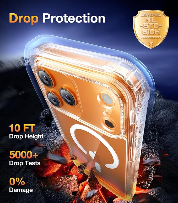 Diaclara Magnetic Designed for iPhone 17 Pro Max Case Full Body Bumper,[Compatible with MagSafe] Military Drop Proof Cover with Built-in Touch Sensitive Anti-Scratch Screen Protector, Clear