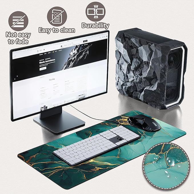 Gaming Mouse Pad - (31.5"×11.8") Marble Large Mouse Pads for Desk - Desk Mat for Keyboard and Mouse with Non-Slip Base, Desks Pad Matfor Game/Office & Home