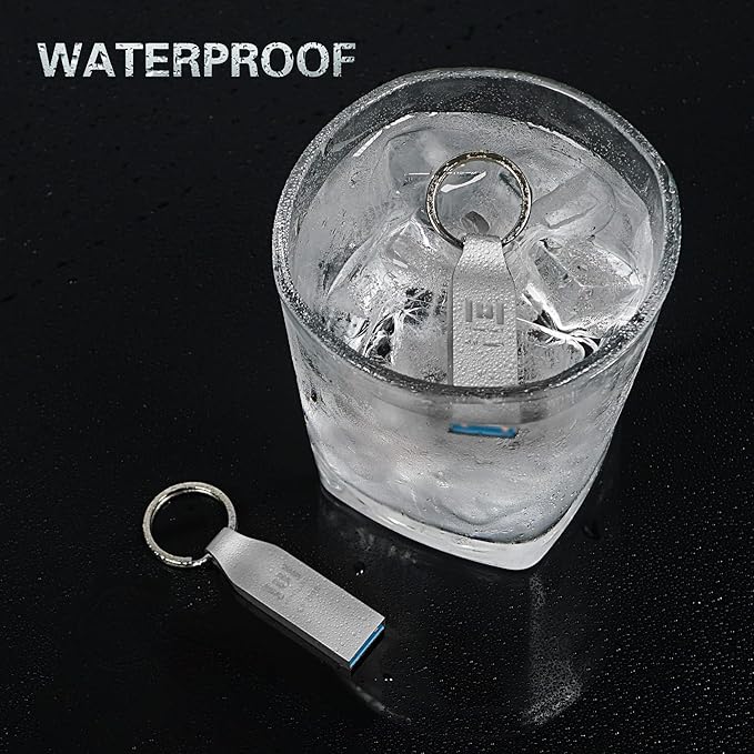 MOSDART 128GB Waterproof USB3.0 Flash Drive, Speed Up to 90MB/S, exFAT Metal Memory Stick with Keychain, for System Back, Data Storage, Silver