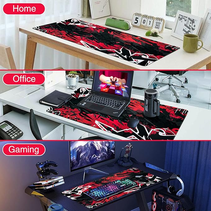 Canjoy Gaming Mouse Pad 31.5x15.8inch Extended XXL Large Mouse Pad Big Computer Keyboard Mouse Mat Desk Pad with Non-Slip & Rubber Base & Stitched Edge
