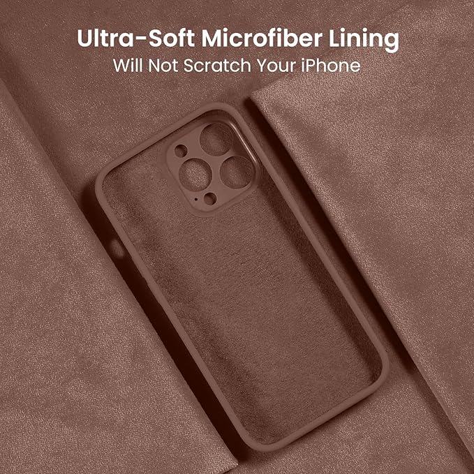 FireNova for iPhone 14 Pro Case, Silicone Upgraded [Camera Protection] Phone Case with [2 Screen Protectors], Soft Anti-Scratch Microfiber Lining Inside, 6.1 inch, Light Brown