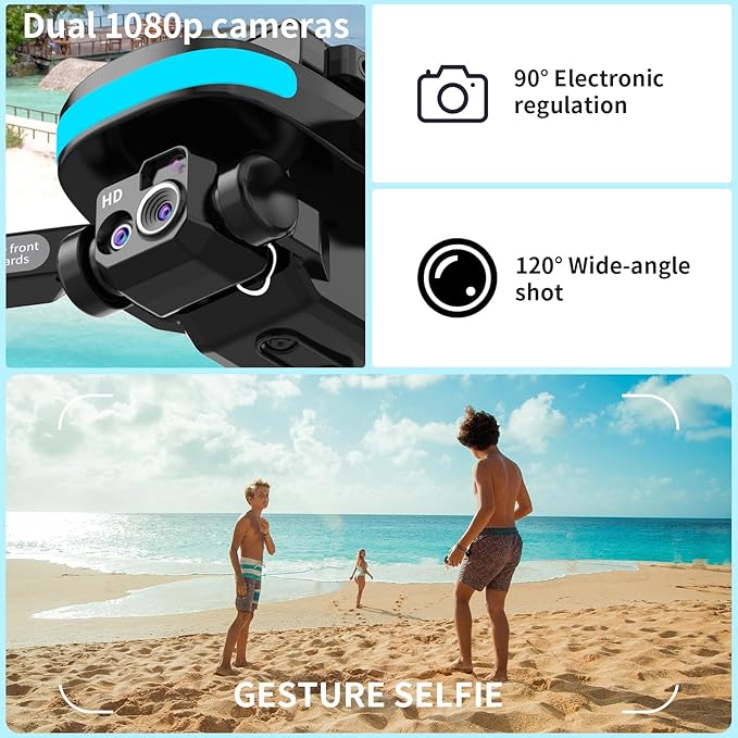 OBEST Mini Drone with Camera,P14 - WiFi VR RC Drone,HD 4K Foldable,2 Batteries, 90° Adjustable Lens,One Key Take Off/Land,Intelligent 360° Obstacle Avoidance,Carrying Case,RC Quadcopter