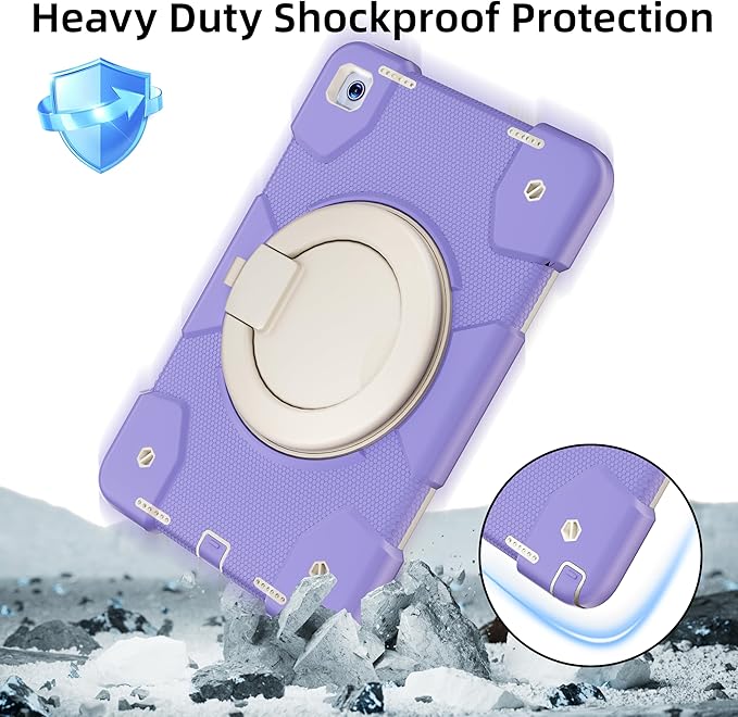 Andnary Case for Samsung Galaxy Tab A11+ Plus/A9+ 11 Inch 2025/2023, Tablet Case for Samsung Galaxy A9 Plus/A11+ with Screen Protector/360° Rotating Stand/Pen Holder/Shoulder Strap (Purple)