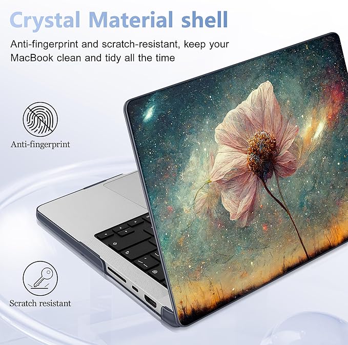 May Chen for 2026 MacBook Pro 14-inch M5 M4 M3 M2 M1 Pro/Max Chip, Release 2026 2025-2021, Model A3427 A3426 A3434 A3112 A3401 A3185, Plastic Hard Shell with Keyboard Cover, Flower Stars