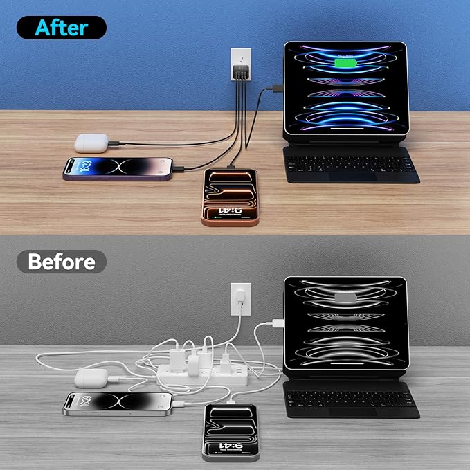 USB C Wall Charger Block, 2-Pack 40W 4-Port Fast Charging Block PD Power Adapter +QC 3.0 USB A Wall Plug Multiport Type C Box Cube for Phone 15/14/13/12/11 Pro Max, Galaxy, Pixel