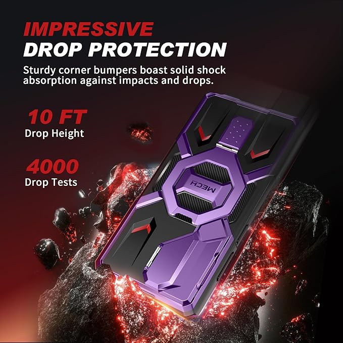 TONGATE for Samsung Galaxy S26 Ultra Case with Magnetic Stand, Compatible with MagSafe [Built-in Camera Cover & Ring Holder][Military-Grade Protection] Anti-Slip Rugged Phone Case for S26 Ultra,Purple