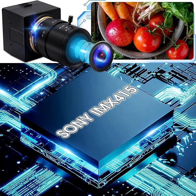 4K USB Camera 2.8-12mm 4X Varifocal Manual Lens 2160P Ultra HD USB Camera UVC Compliant Close-up Webcam Support OpenCV USB Computer Webcam for Conference Calling Live Streaming