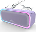 DOSS SoundBox Pro Bluetooth Speaker, 20W Stereo Sound, Active Extra Bass, 20H Playtime, Multi-Colors Lights, Wireless Stereo Pairing, IPX6 Waterproof for Garden, Hiking, Camping, Beach, Party-Purple