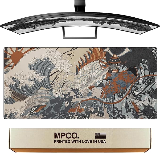 MPCO. Original Large Gaming Desk Mat – 36" x 17" Duraglyde Masterpiece Shogun Full Desk Mouse Pad for Smooth Precision – Non-Slip, Washable Extra-Large PC Mouse Pad for Gaming Sessions