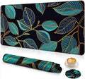 Large Gaming Mouse Pad with Coaster, Desk Matt for Desktop, Desk Pad, Mouse Pads Mat, Stitched Edges Big Extended Mousepad for Computer Keyboard Laptop Office Decor, 31.5'' x15.6''-Leaves 3