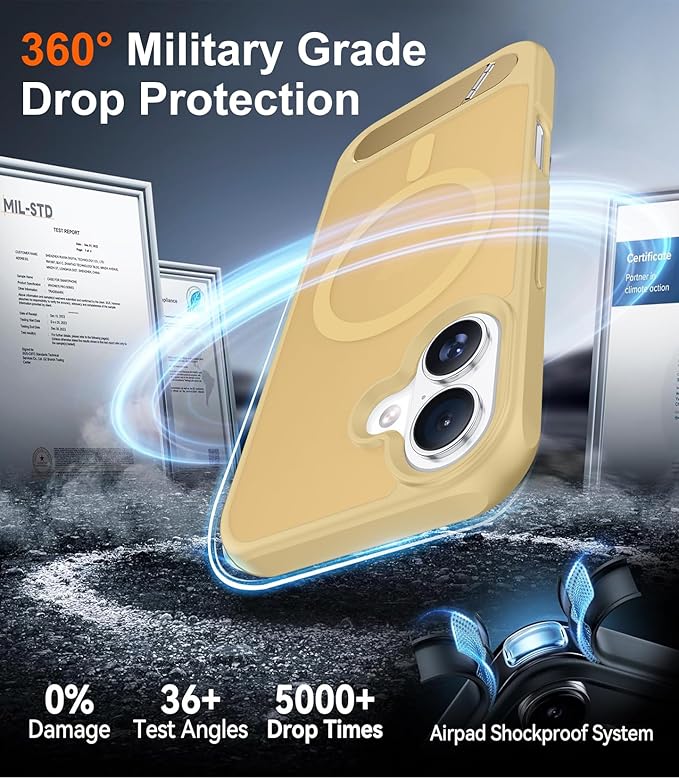 Magnetic Compatible with iPhone 16 Case, [Built-in Invisible Kickstand][Compatible with MagSafe] [Military Grade Shockproof] Slim Translucent Matte Phone Case for iPhone 16 6.1"