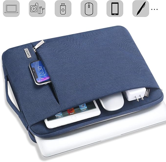 LANDICI 360° Protective Laptop Sleeve 13-14 Inch, Computer Bag Carrying Case for MacBook Air 13 M1/M2, MacBook Pro 13/14, Chromebook 14, Slim, Shockproof, Waterproof, Blue