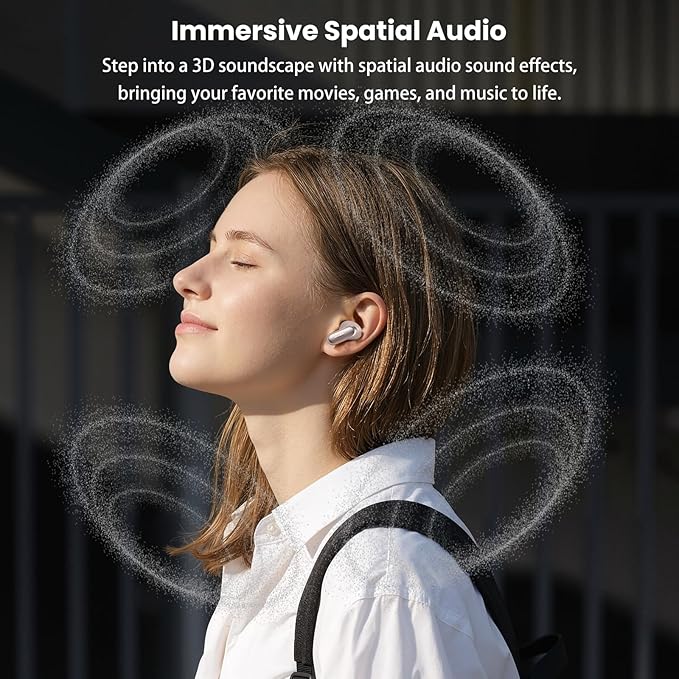 TOZO NC20 Pro Active Noise Cancelling Wireless Earbuds with Smart Touch Screen, LDAC Hi-Res Audio, Stereo Bass, 6 Mics AI Call Ear Buds, 80H Playtime, IPX8 Waterproof, 32 EQ via App, Wireless Charging