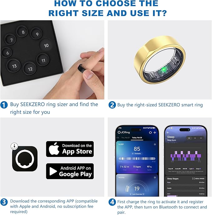 Smart Ring for Women Men, Titanium Fitness Ring with Heart Rate, Stress & Sleep Monitoring,Step & Calorie Counter, 5ATM Waterproof for iPhone and Android,No Subscription Fee (Rose Gold, 11)