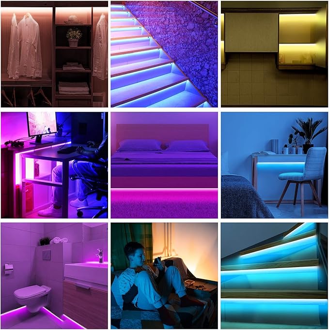 Motion Activated Under Bed Lights,9.84FT App Control Dimmable Night RGB Led Strip Lights,Motion Sensor LED Light Strip with 5V USB, Variety Color Dynamic Modes Music Sync for Cabinet Bedroom Stairs