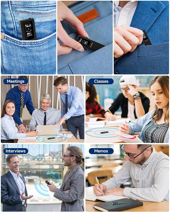 64GB (4500 Hours) Digital Voice Recorder, Tonnlog HD Voice Activated Recorder with AI-Intelligent Noise Reduction, Recording Device for Meeting Lecture Class Interview