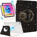 Shorogyt for iPad A16 11th Generation 11 inch 2025 /for i Pad 10th Generation case Magnetic Stand for Women - Cute Design 360 Degree Rotating Covers Girls Kids with Pencil Holder,Star Moon