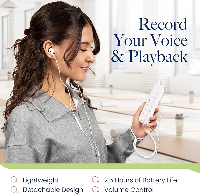 VOICEGIFT Play, 10 Hour Capacity Screen-Free Voice Recorder, Playback Tool, Portable Electronic Story Player with Speaker, Clip & Strap, Add Voice to Journals, Albums and Keepsakes