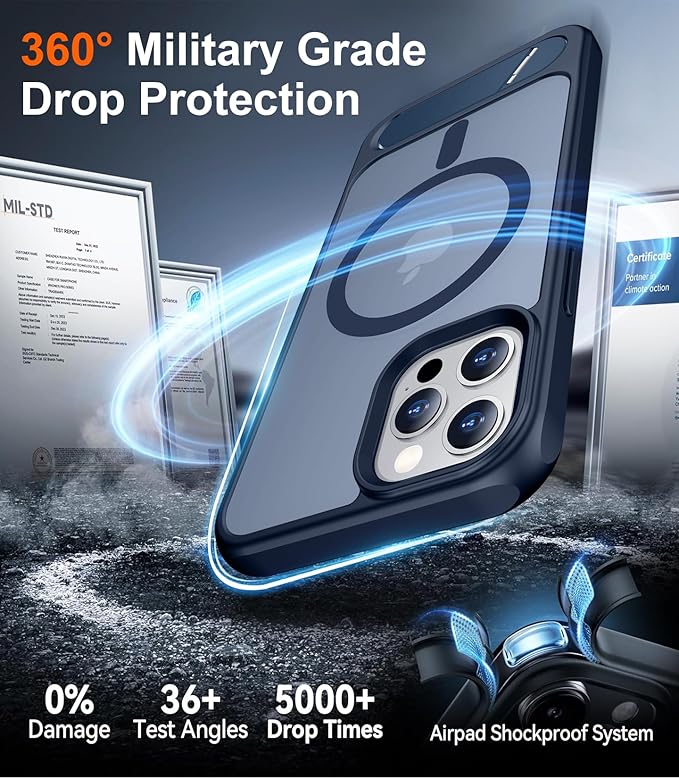 Magnetic Compatible with iPhone 12 Pro Max Case, [Built-in Invisible Kickstand][Compatible with MagSafe][Military Grade Shockproof] Slim Translucent Matte Phone Case for iPhone 12 Pro Max 6.7"