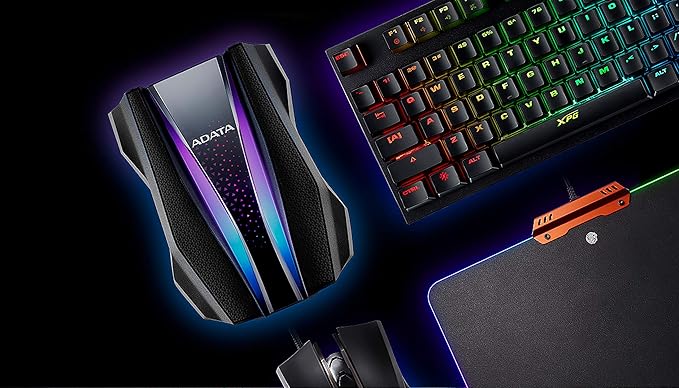 ADATA HD770G 1TB RGB USB 3.2 IP68 Waterproof Dropproof Dustproof External Portable HDD Black (AHD770G-1TU32G1-CBK)