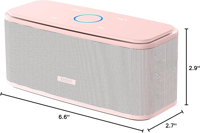 DOSS SoundBox Touch Wireless Bluetooth Speaker-12W HD Sound with Rich Bass, IPX5 Waterproof, 20H Playtime, Handsfree, for Gatherings, Home, Office, Outdoor, Travel-Light Pink