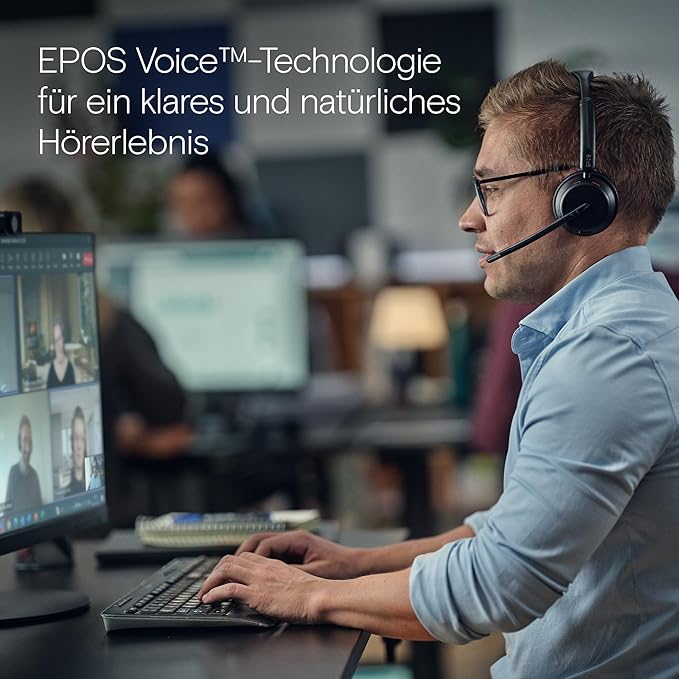 EPOS Impact 1060T Professional Double-Sided Wireless Headset for PC, EPOS AI Noise Cancellation, Super Wideband Audio, BrainAdapt Comfort, Bluetooth, Microsoft Teams Certified, Ideal for Long Calls