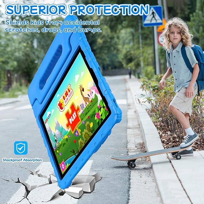 New Kids Case for iPad Pro 12.9 Case Super Protection iPad Pro 12.9 inch 6th 5th 4th 3th Cover with Pencil Holder and Handle Stand for iPad Pro 12.9 2022 2021 2020 2018 Blue