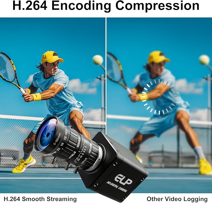 4K HDMI USB3.0 Simultaneous Output Camera H.264 High Speed 60fps Low Illumination Color Lightburn Webcam, 5-50mm 10X Zoom Manual Lens Plug & Play for Windows Linux Android Live Streaming
